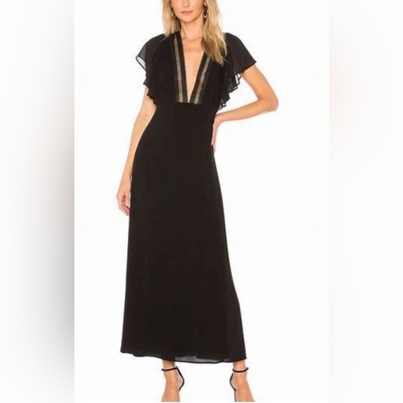 Stone Cold Fox Dresses & Skirts - Stone Cold Fox Evelyn Dress Size 2 Black Wedding Guest Maxi Plunging Revolve